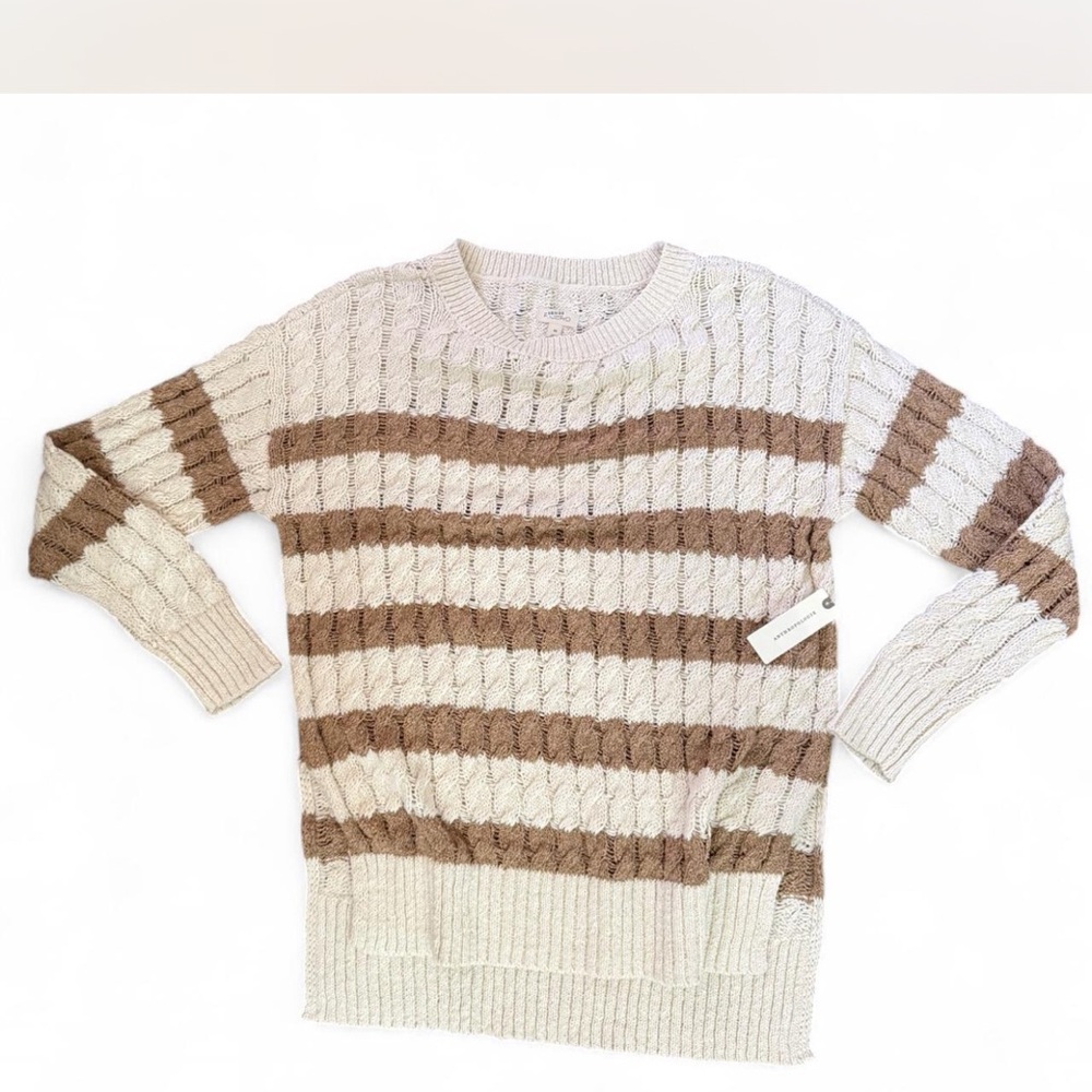 Anthropologie by Pilcro Longline Stitch Sweater Crewneck